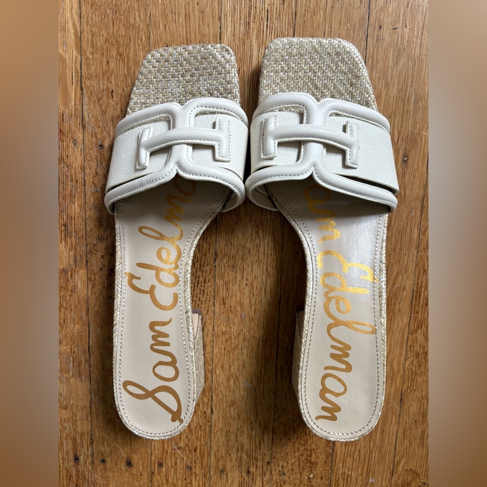 Sam Edelman Waylon Slide Sandals White Sz 10 1/2